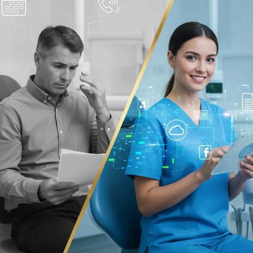 contraste entre dois dentistas no marketing