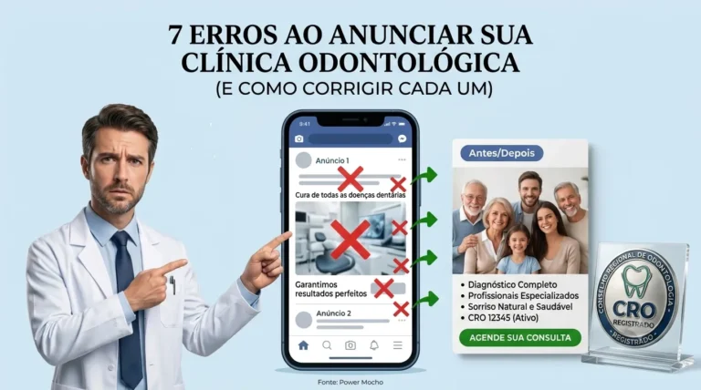 Imagem de um desntista informando os 7 erros ao anunciar sua clínica odontológica