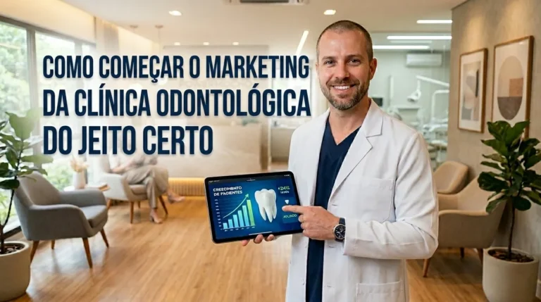 Foto de um dentista explicando Como Começar o Marketing da Clínica Odontológica em 4 Passos